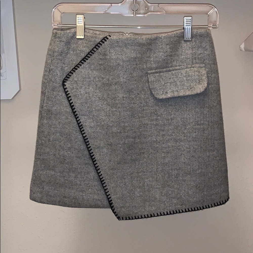 Grey Asymmetrical Mini Skirt